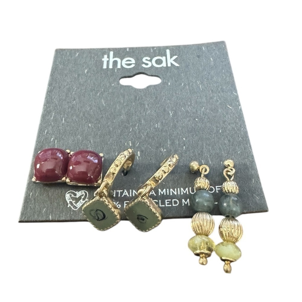 The Sak NWT The Sak Earrings-set of 3 gold tone with multi-color bead detailing
